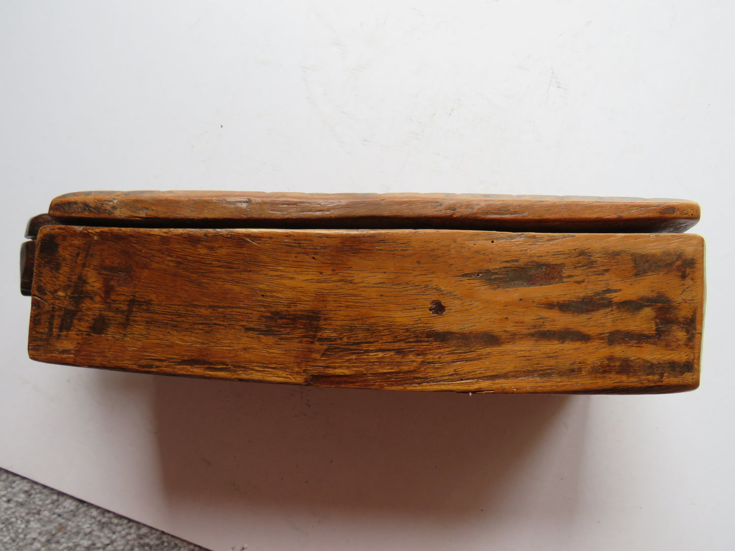 Vintage Hand Carved 2 Compartments Wooden Spice Box