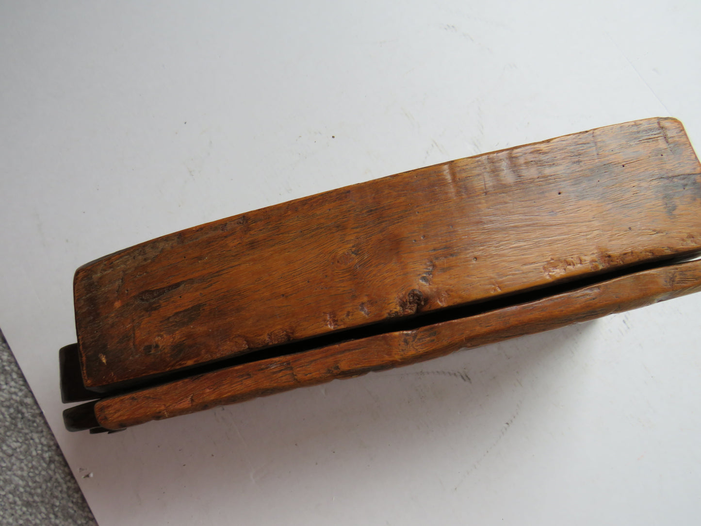 Vintage Hand Carved 2 Compartments Wooden Spice Box
