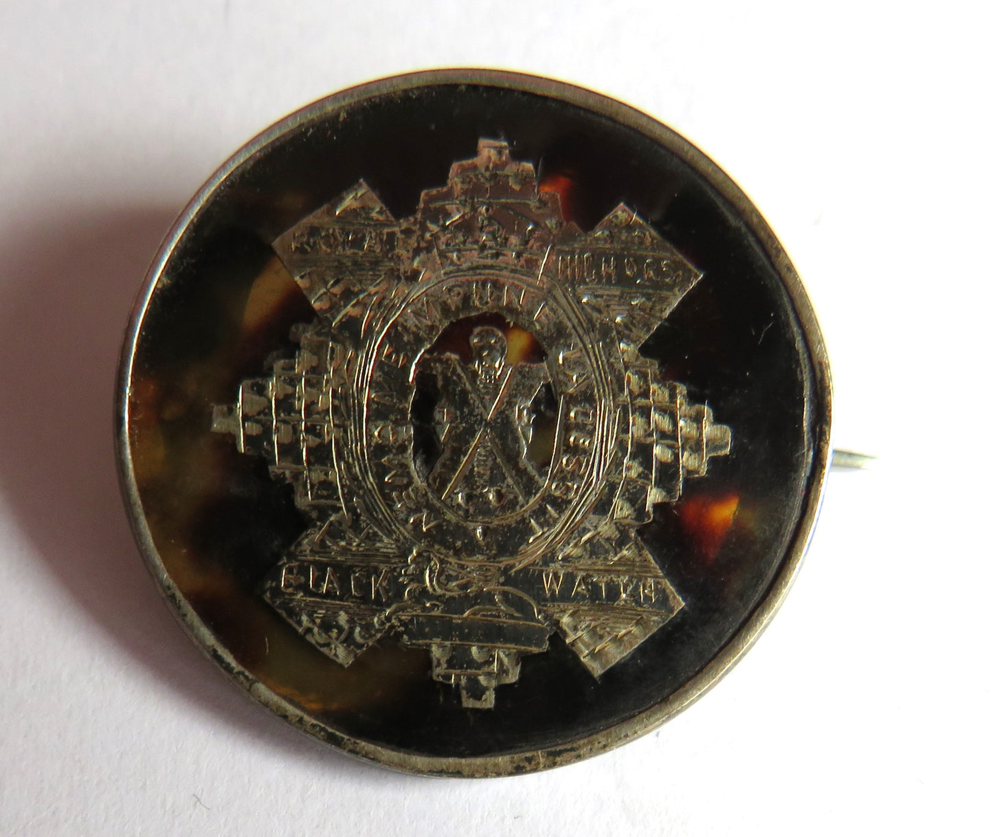 WWI Royal Highlanders Black Watch Silver Sweetheart Brooch Hallmarked London 1916