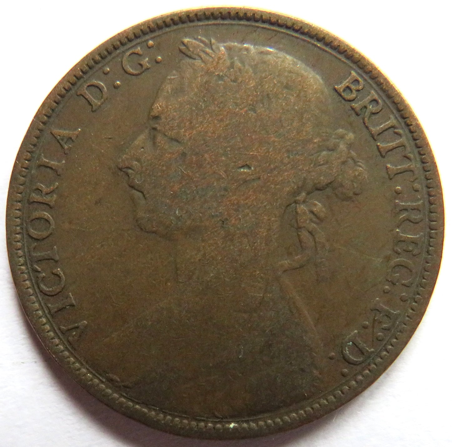 1891 Queen Victoria Bun Head One Penny Coin - Great Britain