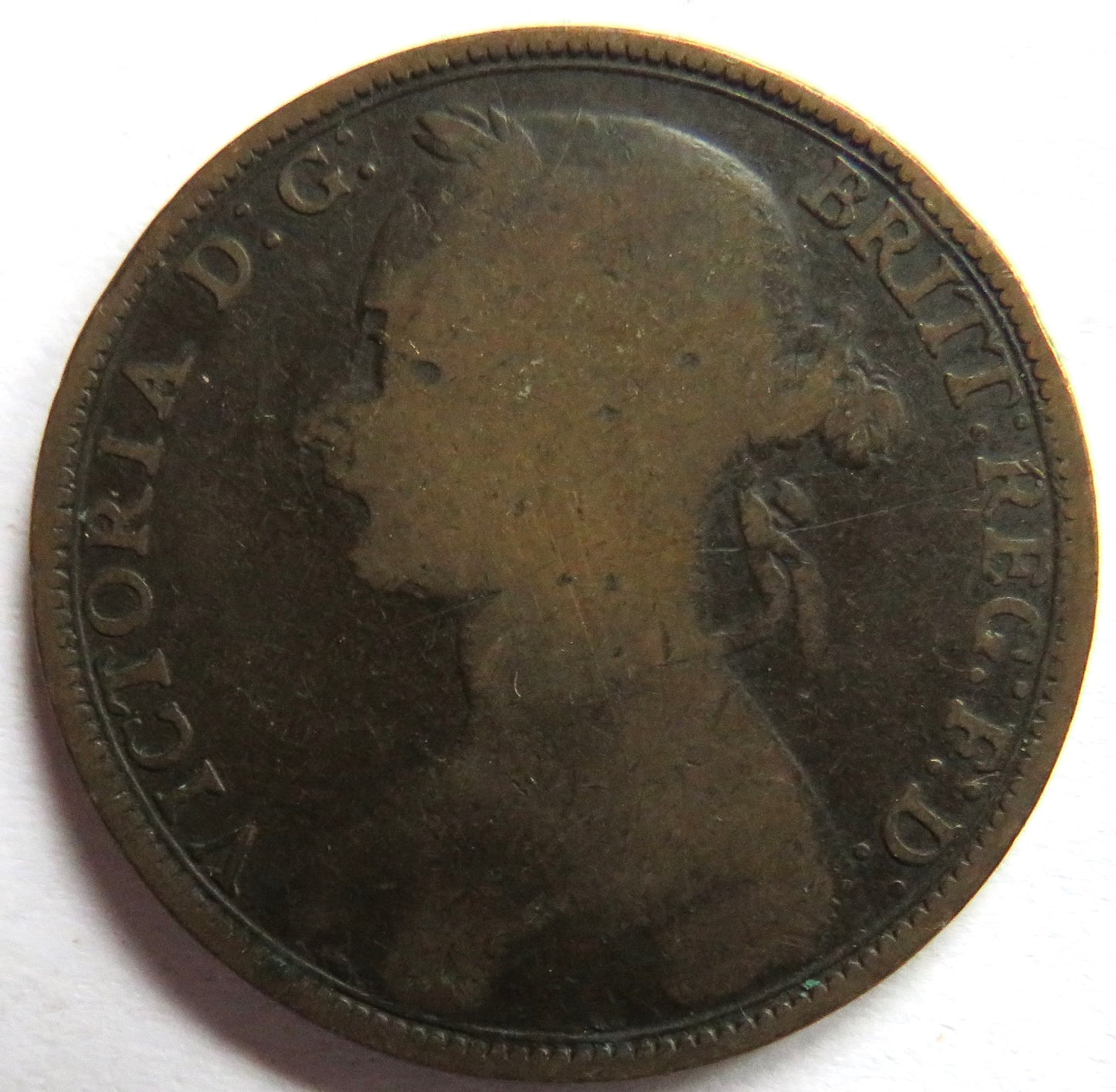 1891 Queen Victoria Bun Head One Penny Coin - Great Britain