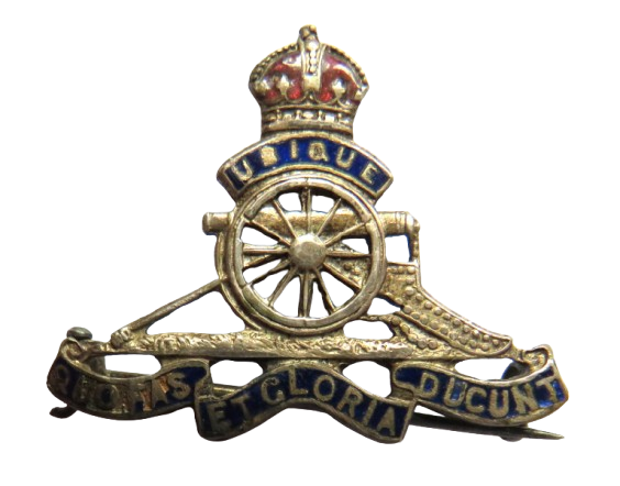 Vintage Royal Artillery White Metal Sweetheart Brooch