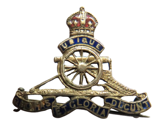 Vintage Royal Artillery White Metal Sweetheart Brooch