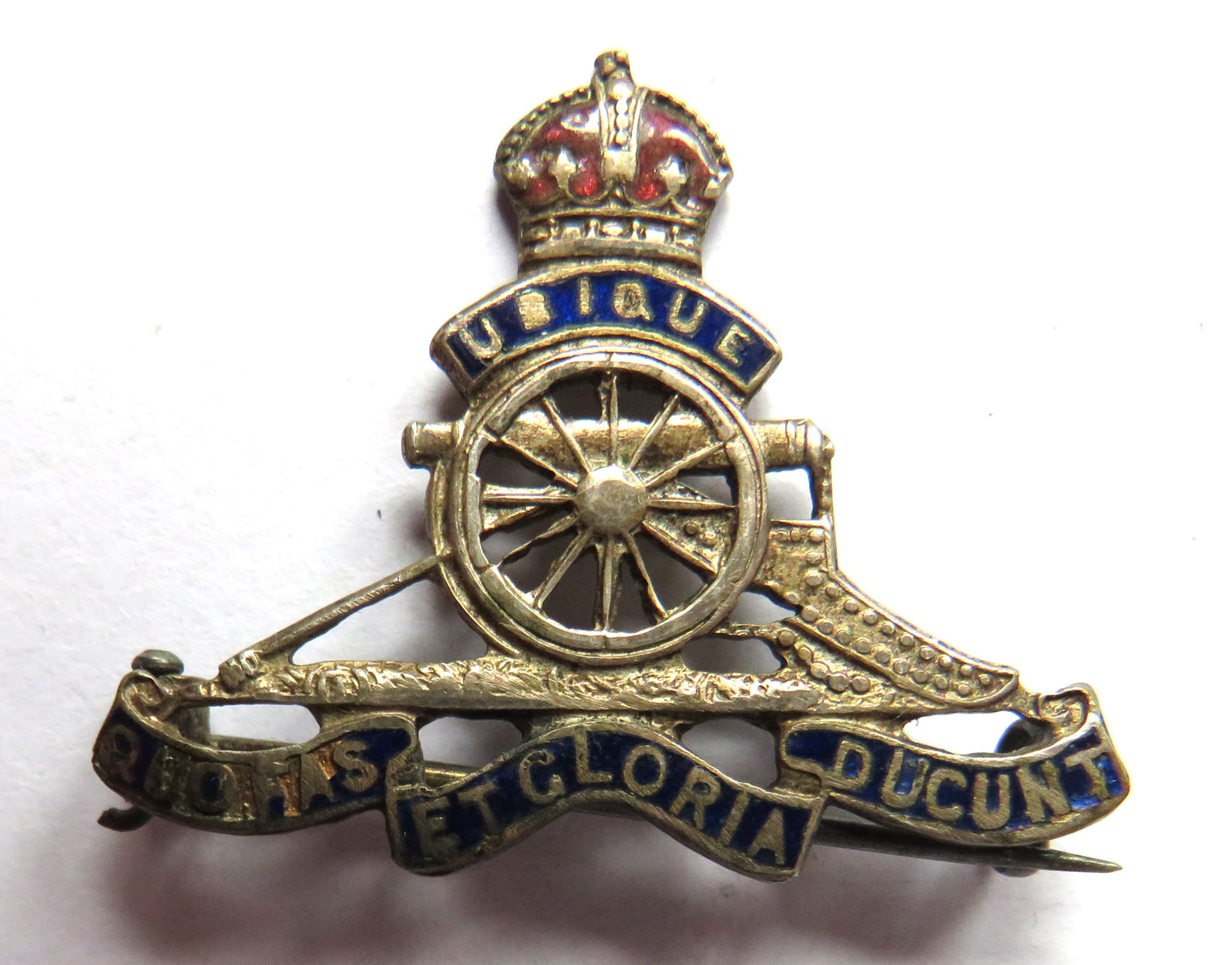 Vintage Royal Artillery White Metal Sweetheart Brooch
