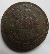 Load image into Gallery viewer, 1878 Spain 10 Centimos Coin
