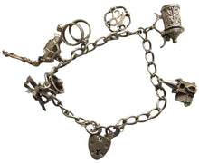 Load image into Gallery viewer, Vintage Silver Charm Bracelet With 6 Charms
