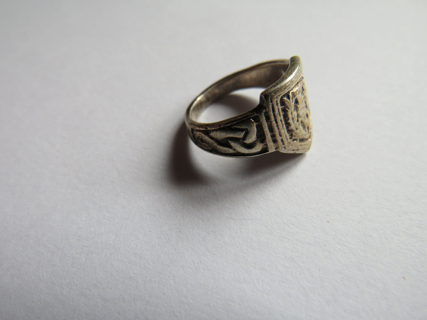 Vintage Small Silver "Thistle" Celtic Design Ring Stamped M & C Inverness Silver Size H