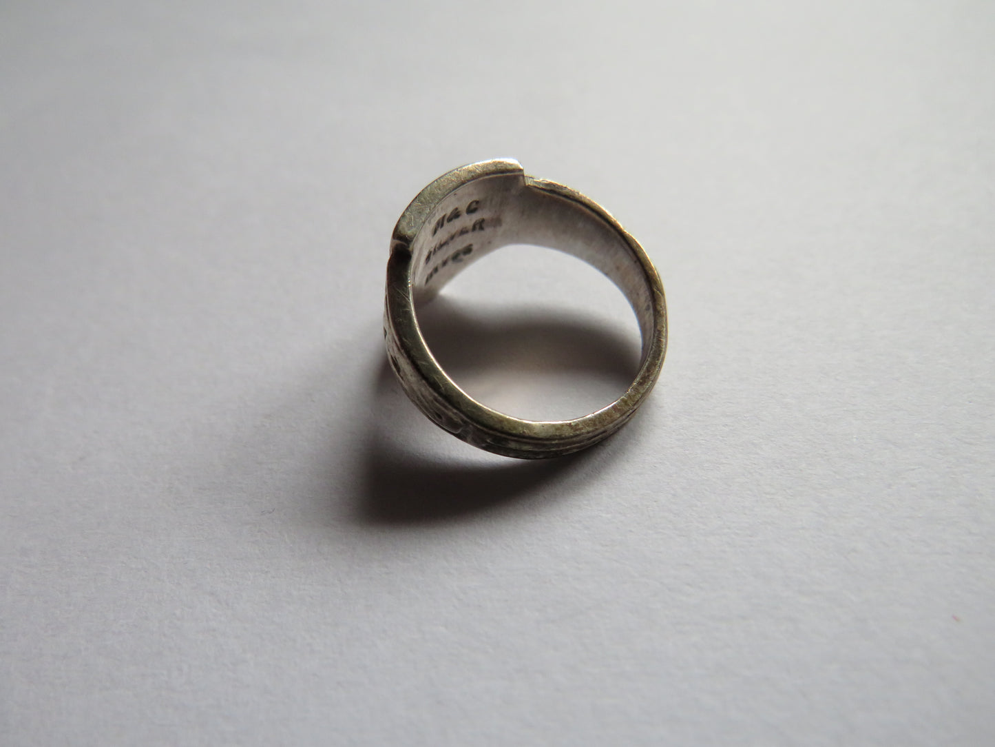 Vintage Small Silver "Thistle" Celtic Design Ring Stamped M & C Inverness Silver Size H