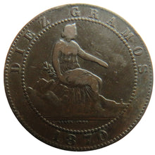 Load image into Gallery viewer, 1870 Spain 10 Centimos Coin
