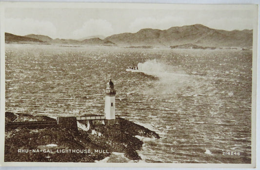 Vintage Postcard of Rhu-Na-Gal Lighthouse Mull