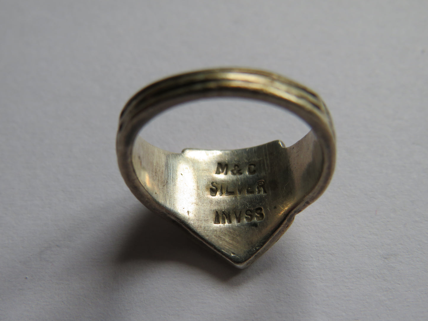 Vintage Small Silver "Thistle" Celtic Design Ring Stamped M & C Inverness Silver Size H