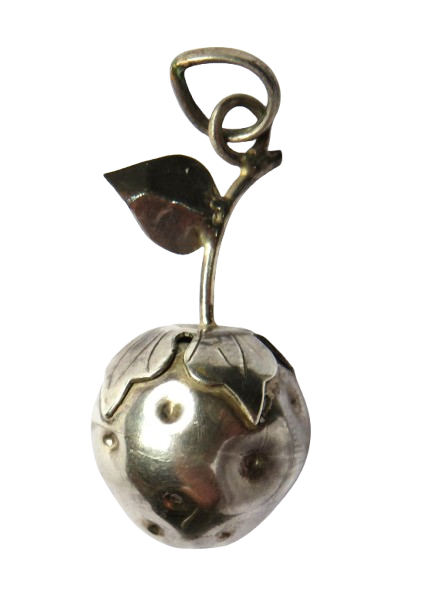 Vintage Silver / White Metal Strawberry Pendant