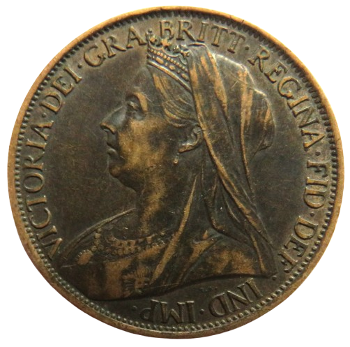 1901 Queen Victoria One Penny Coin - Great Britain