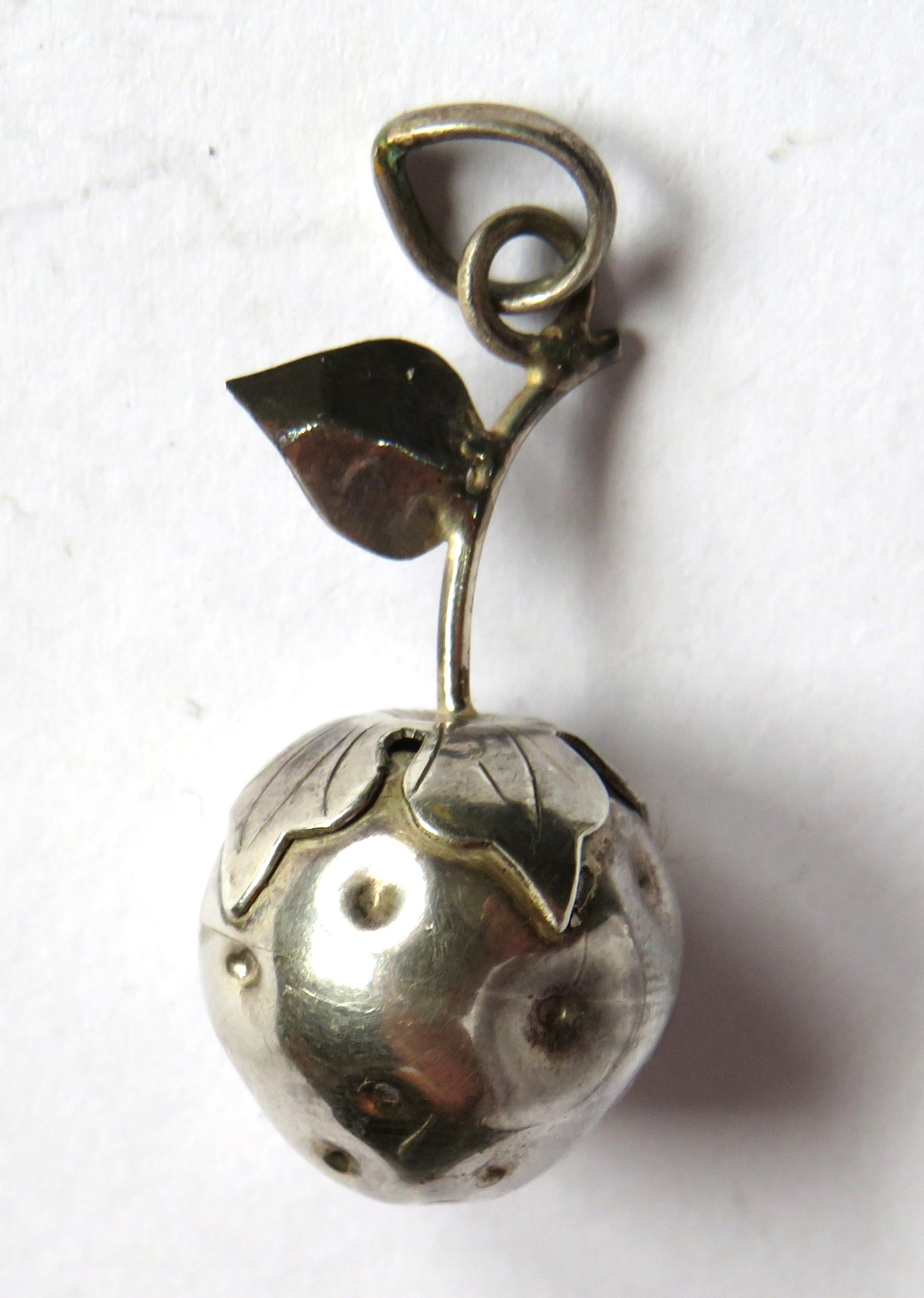 Vintage Silver / White Metal Strawberry Pendant