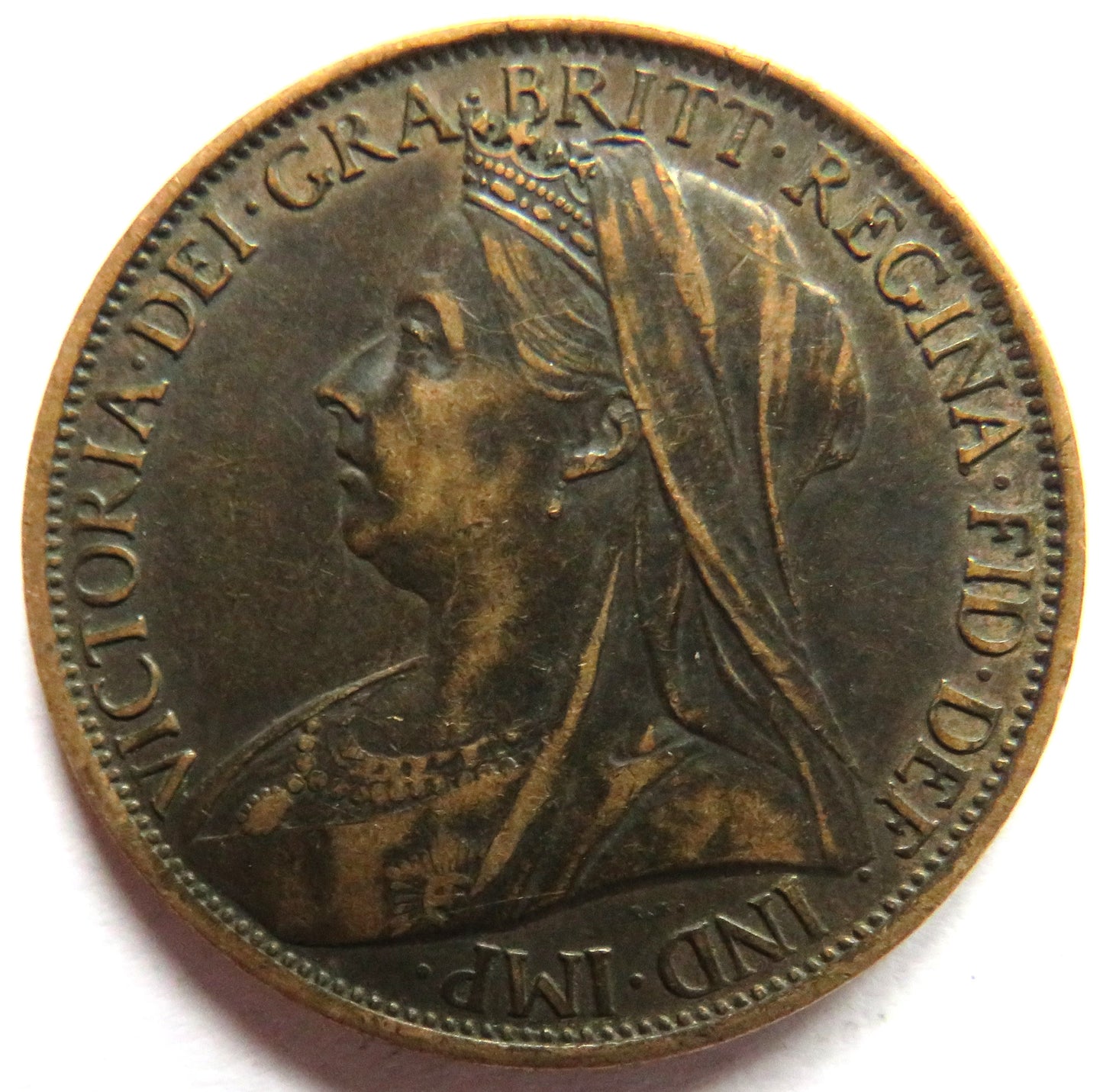 1901 Queen Victoria One Penny Coin - Great Britain