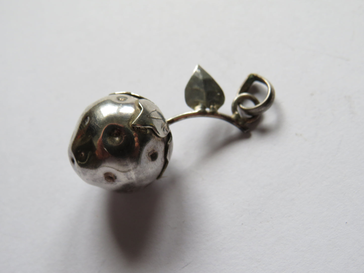 Vintage Silver / White Metal Strawberry Pendant