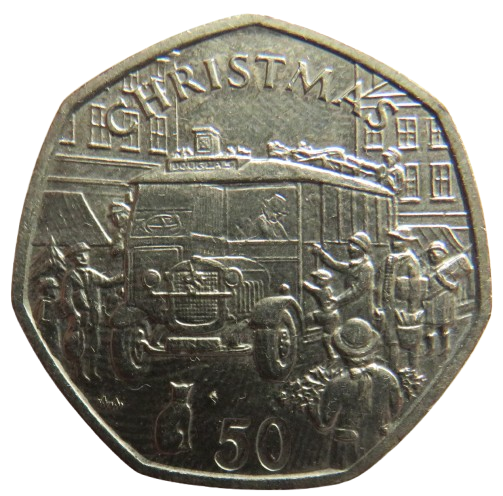 1987 Isle of Man Christmas 50p Fifty Pence Coin