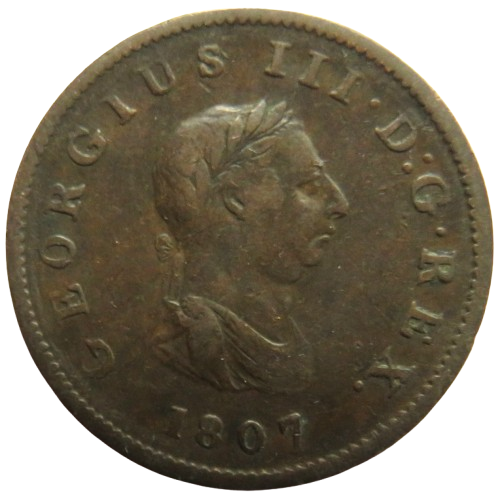 1807 King George III Halfpenny Coin - Great Britain