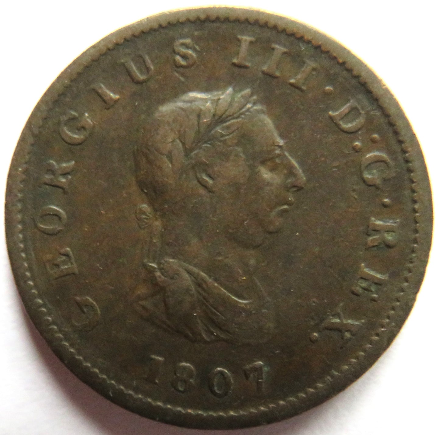 1807 King George III Halfpenny Coin - Great Britain