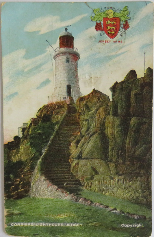 Vintage Postcard of Corbiere Lighthouse, Jersey 1909