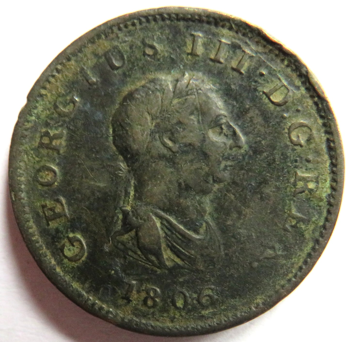 1806 King George III Halfpenny Coin - Great Britain