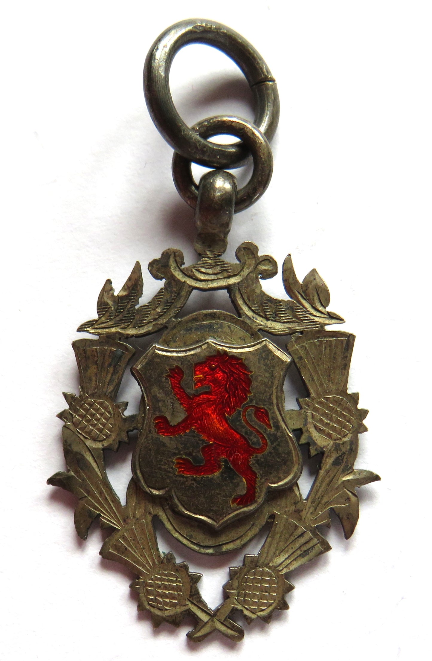 Antique Silver Fob Medal With Lion, Birmingham Hallmarks