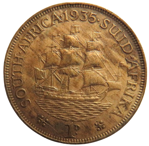 1935 King George V South Africa One Penny Coin