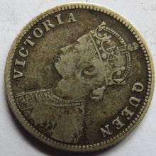 Load image into Gallery viewer, 1862 Queen Victoria India Silver 1/4 Rupee Coin
