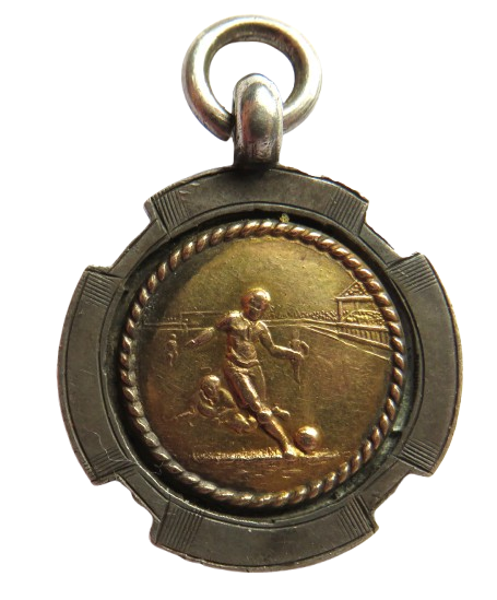 Antique Silver & Gold Football Fob Medal 1923-24
