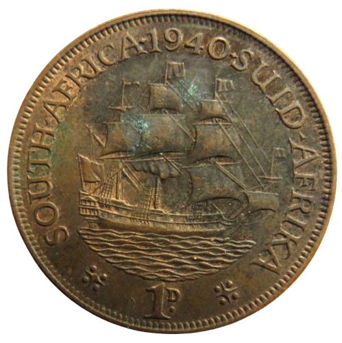 1940 King George VI South Africa One Penny Coin