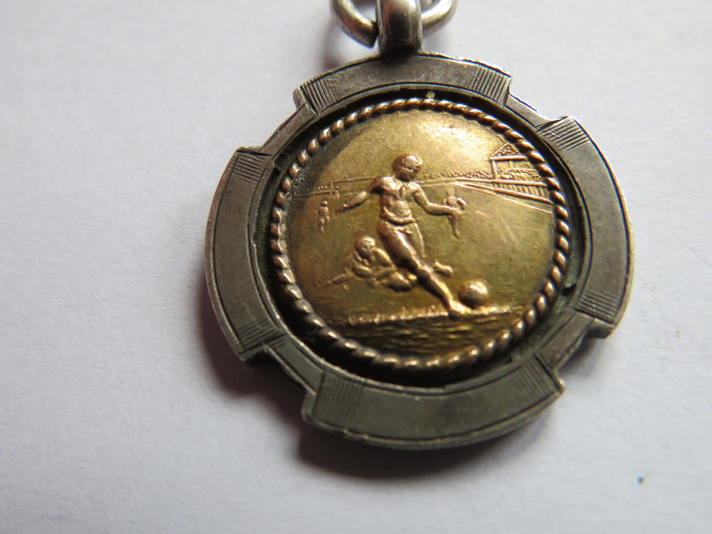 Antique Silver & Gold Football Fob Medal 1923-24