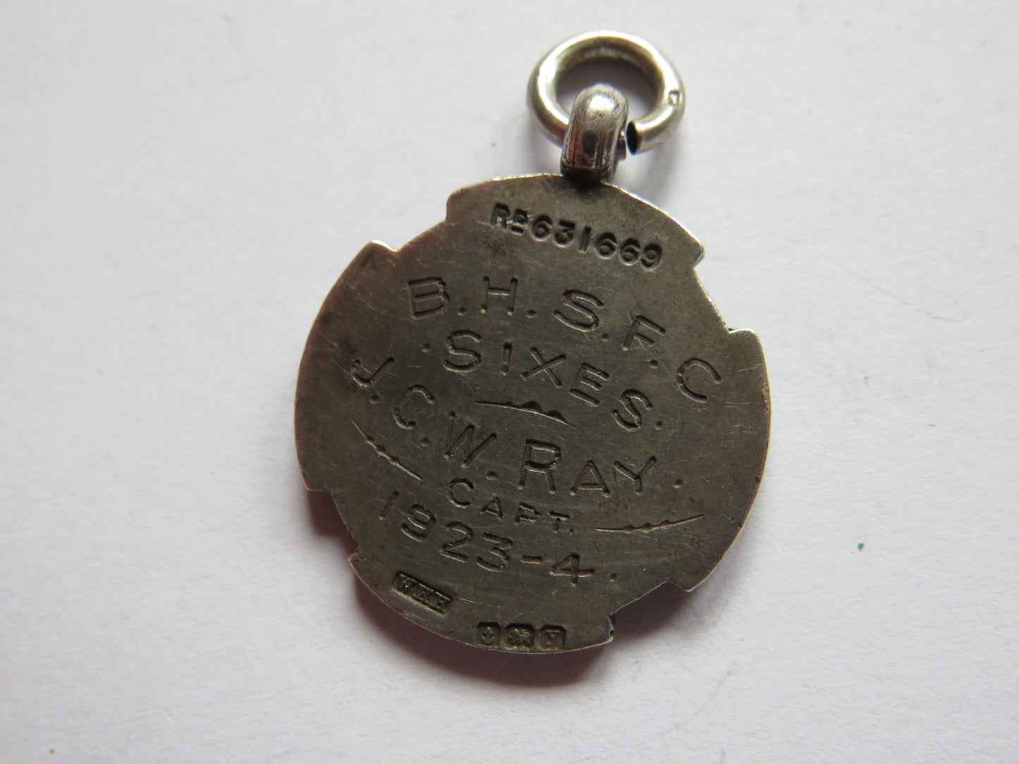 Antique Silver & Gold Football Fob Medal 1923-24