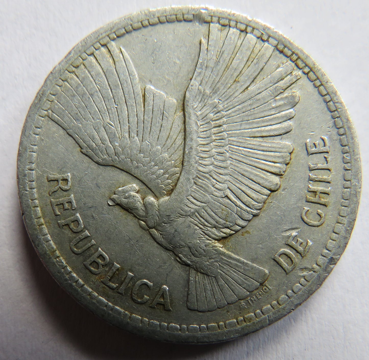 1958 Chile 10 Pesos Coin