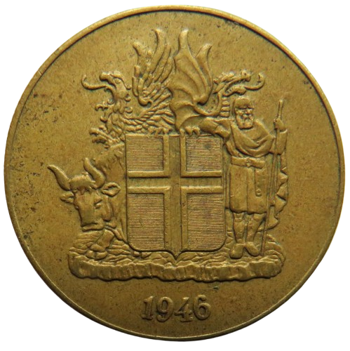 1946 Iceland 2 Kronur Coin