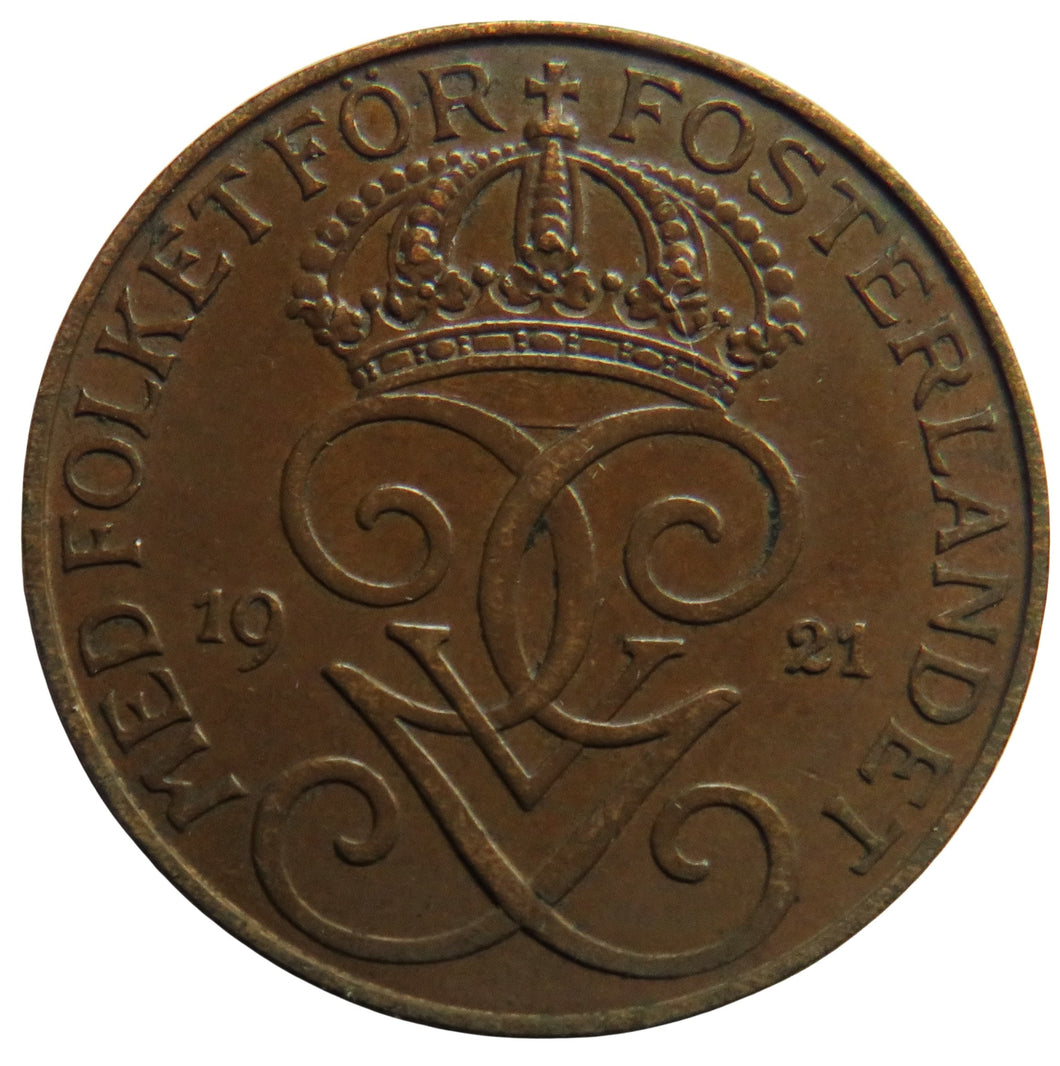 1921 Sweden 5 Ore Coin