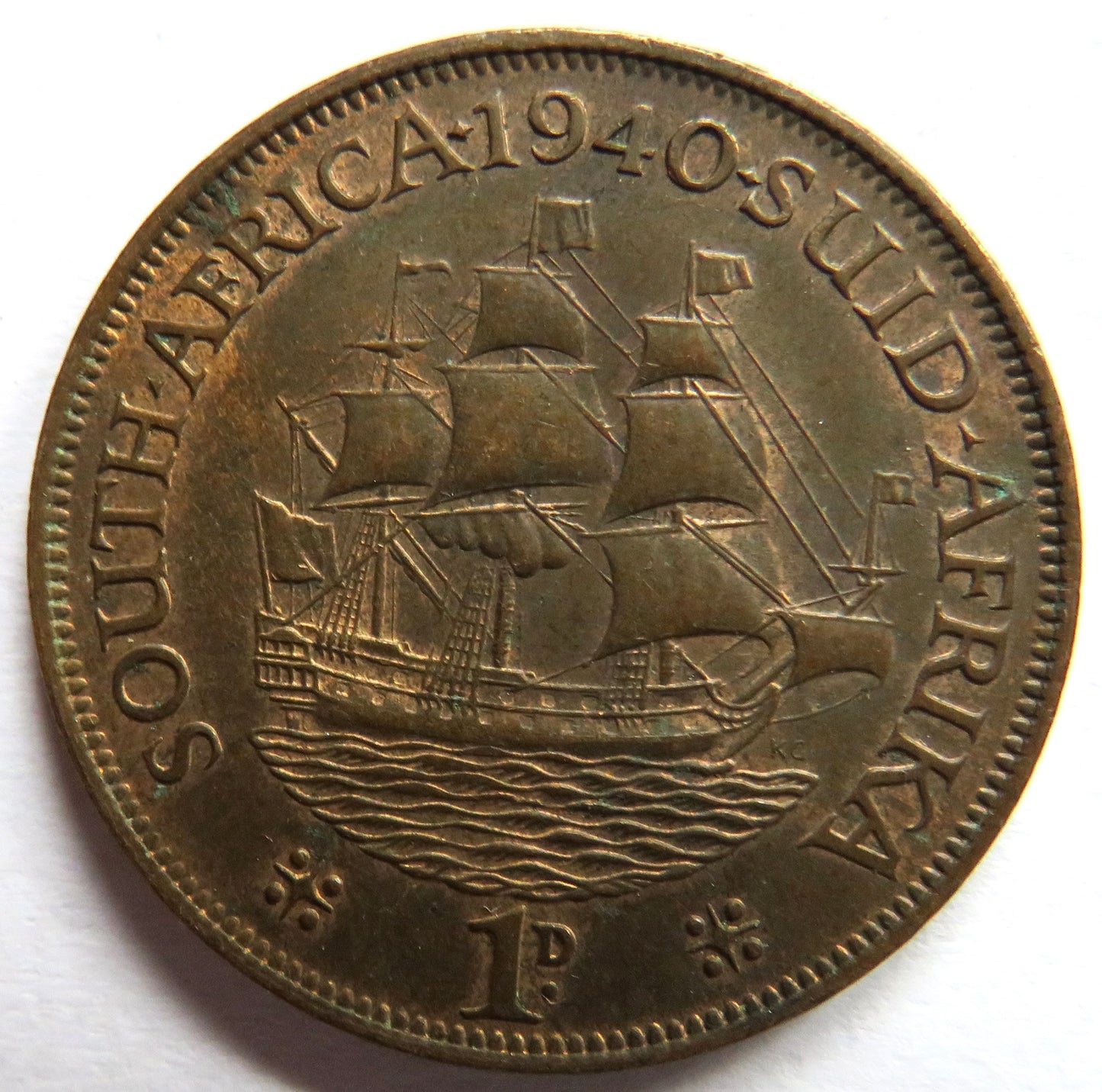 1940 King George VI South Africa One Penny Coin