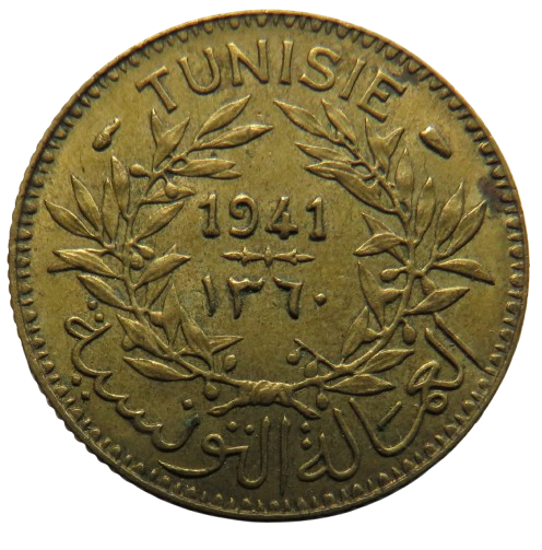 1941 Tunisia One Franc Coin