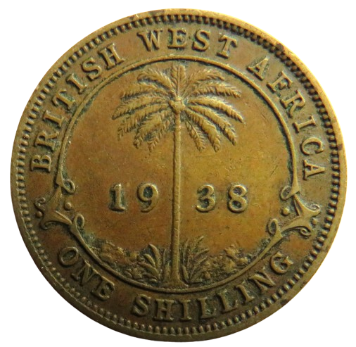 1938 King George VI British West Africa One Shilling Coin