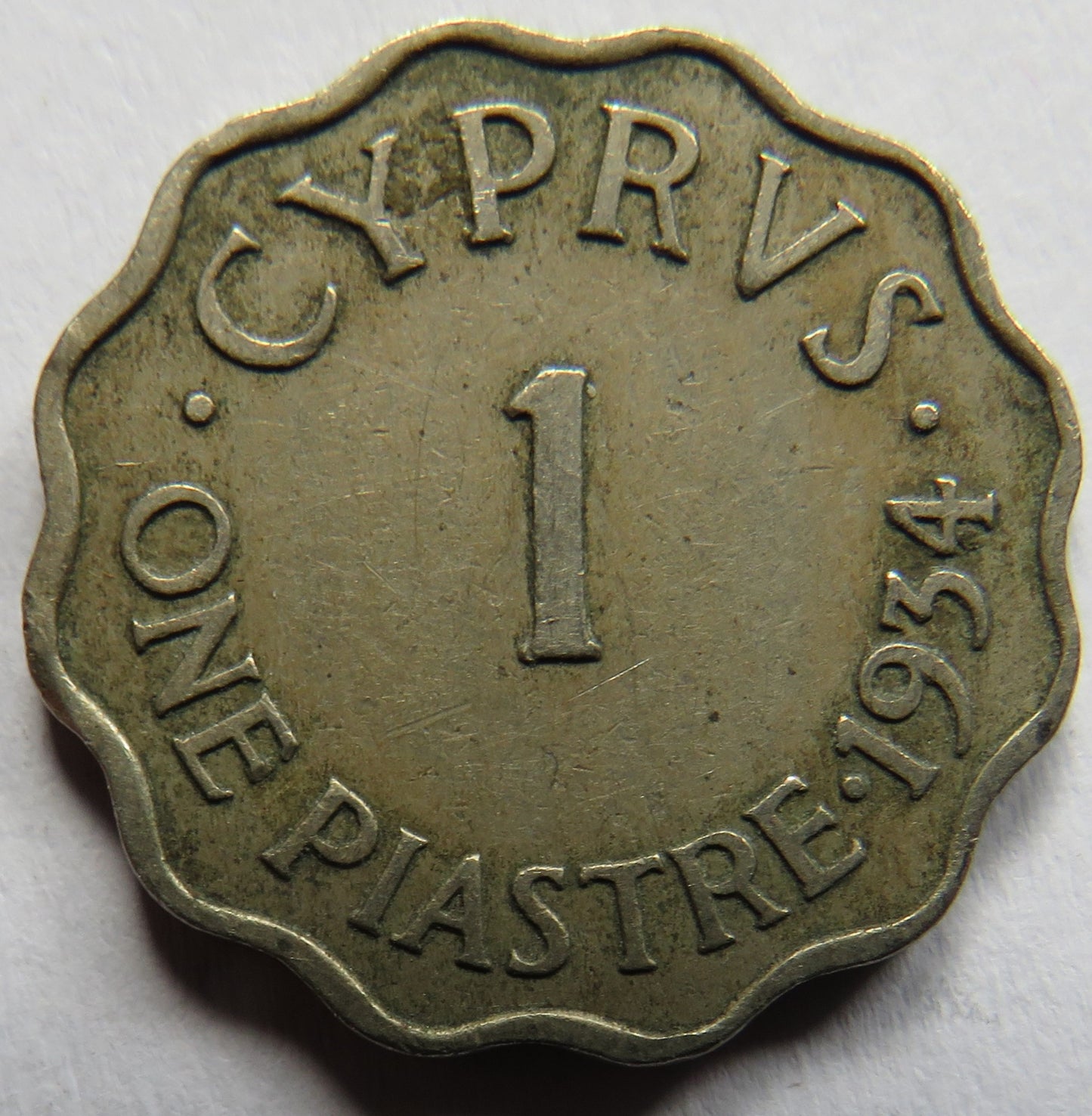 1934 King George V Cyprus One Piastre Coin