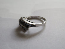 Load image into Gallery viewer, 1980&#39;s Sterling Silver, Clear &amp; Blue Stone Ring - L &amp; 1/2
