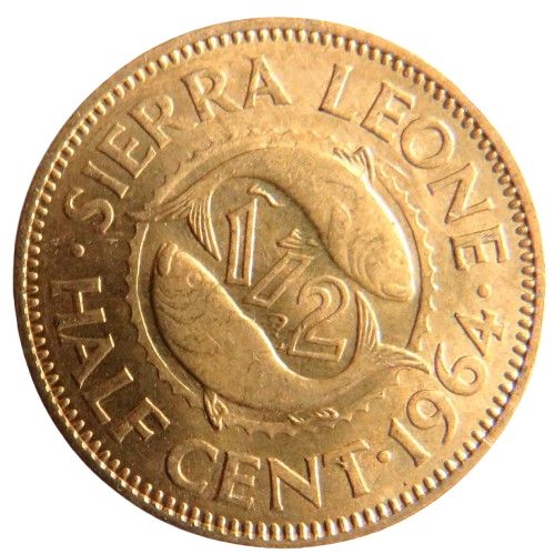1964 Sierra Leone Half 1/2 Cent Coin Unc