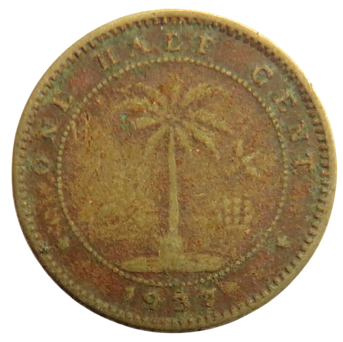 1937 Liberia Half Cent Coin