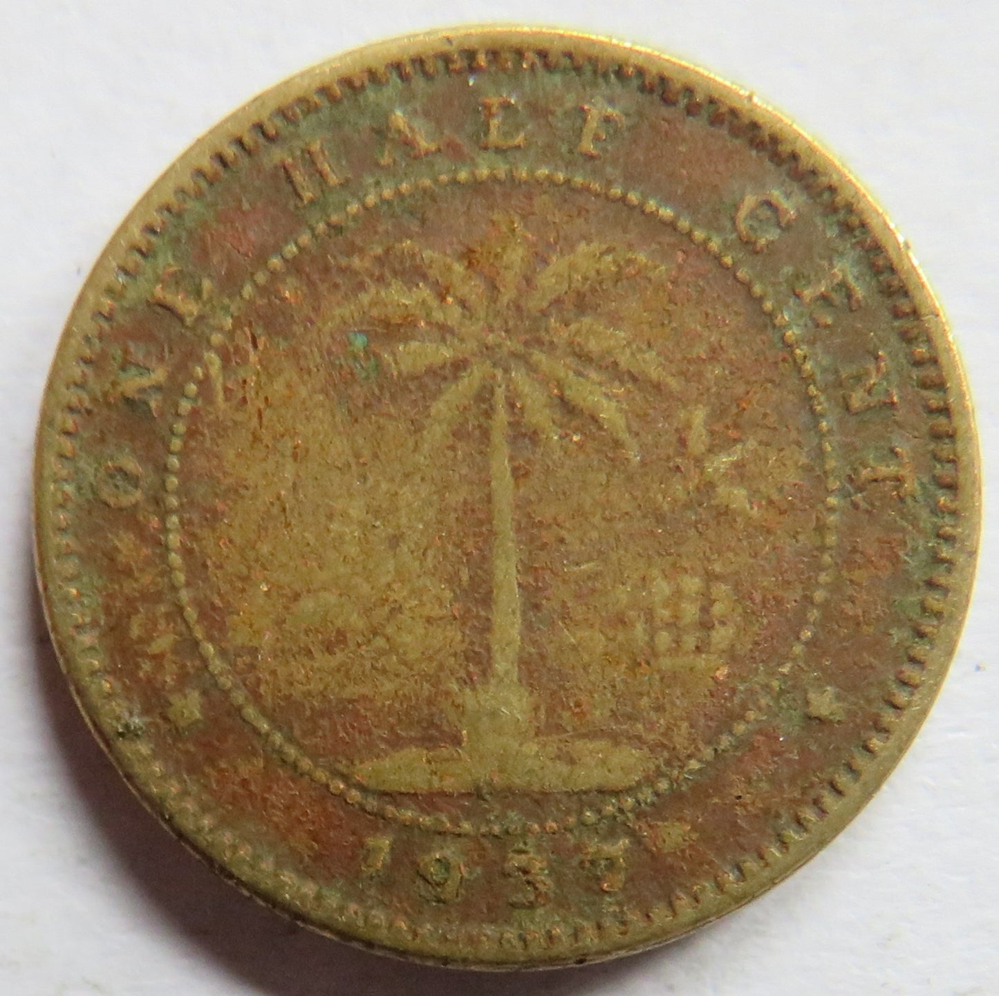 1937 Liberia Half Cent Coin