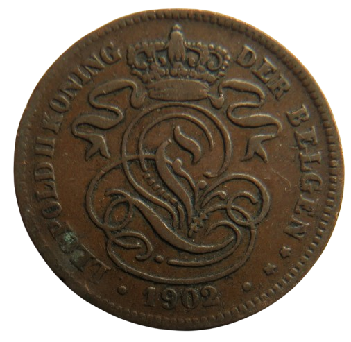 1902 Belgium 2 Centimes Coin