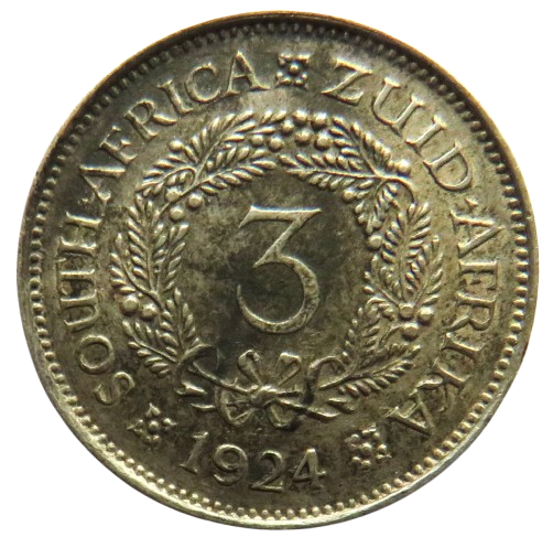 1924 King George V South Africa Silver Threepence Coin