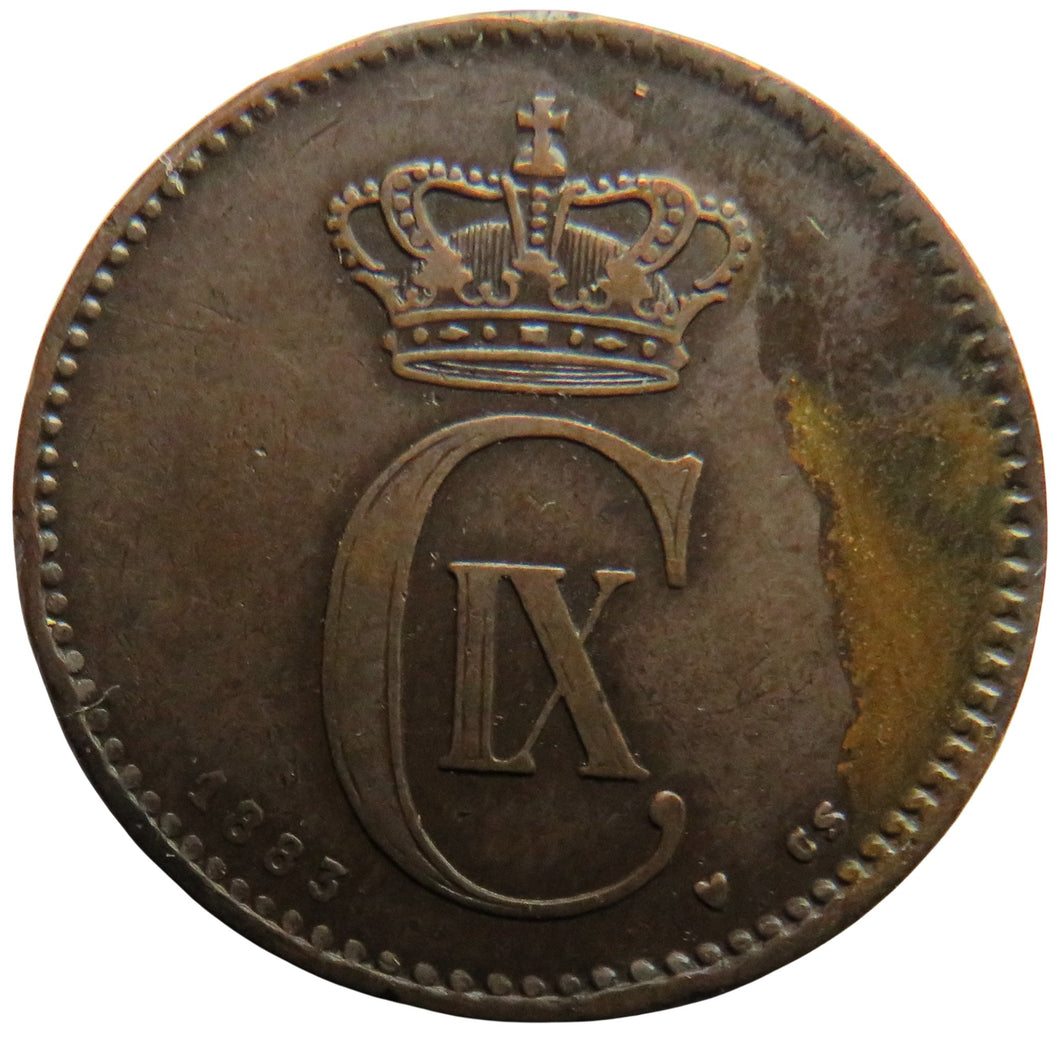 1883 Denmark 2 Ore Coin