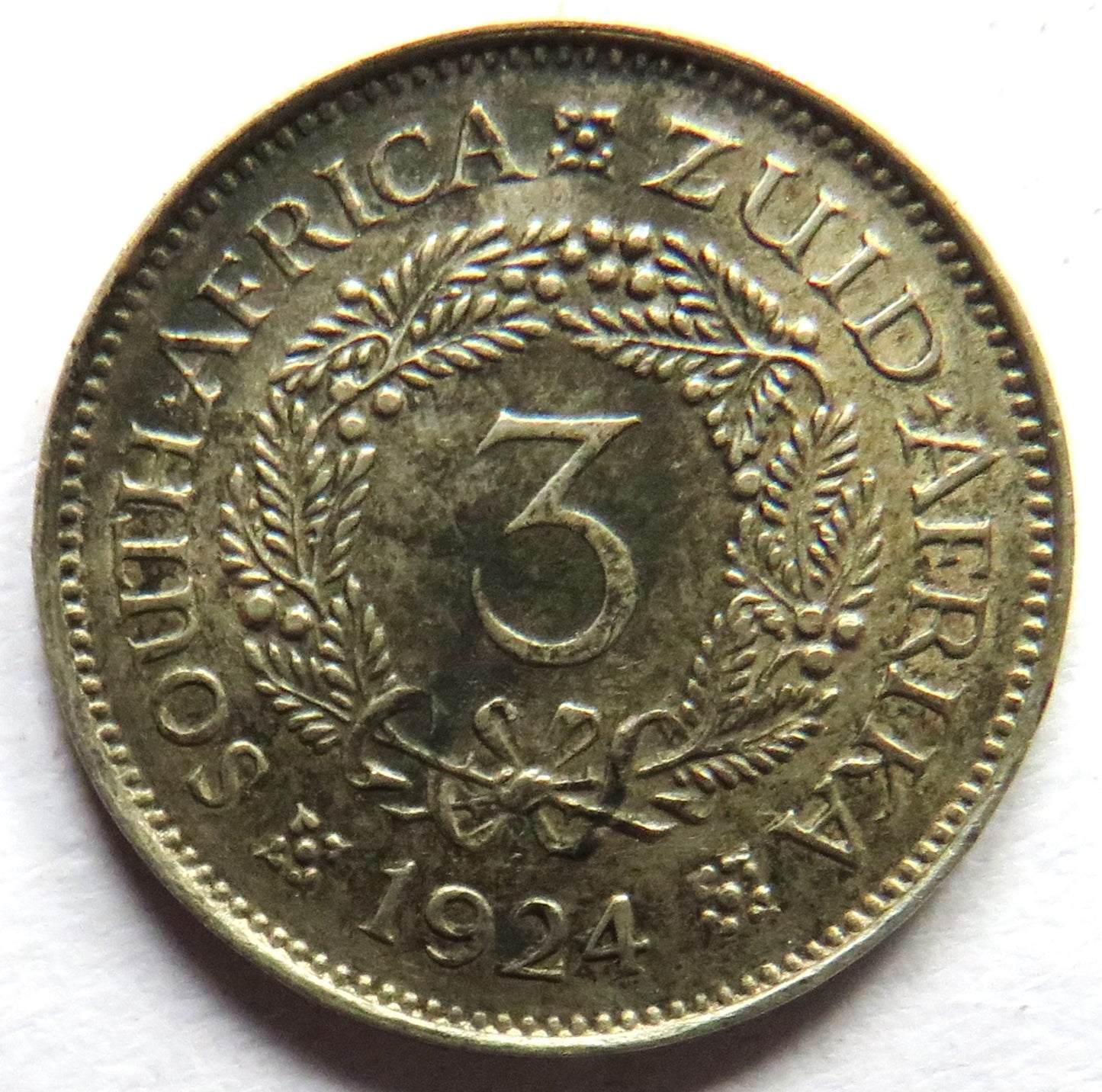 1924 King George V South Africa Silver Threepence Coin