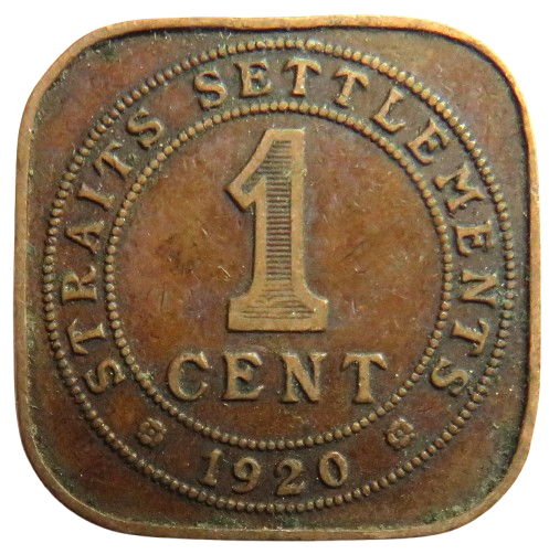 1920 King George V Straits Settlements 1 Cent Coin