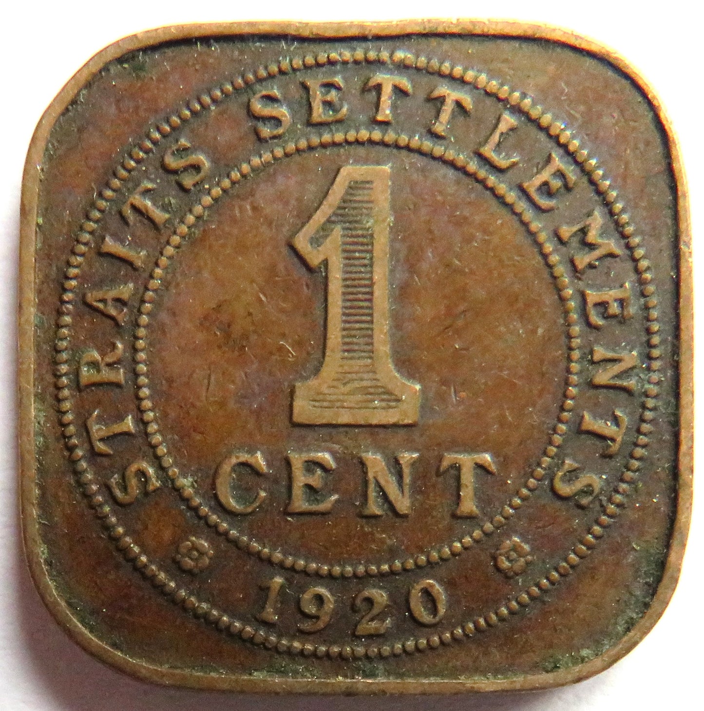 1920 King George V Straits Settlements 1 Cent Coin