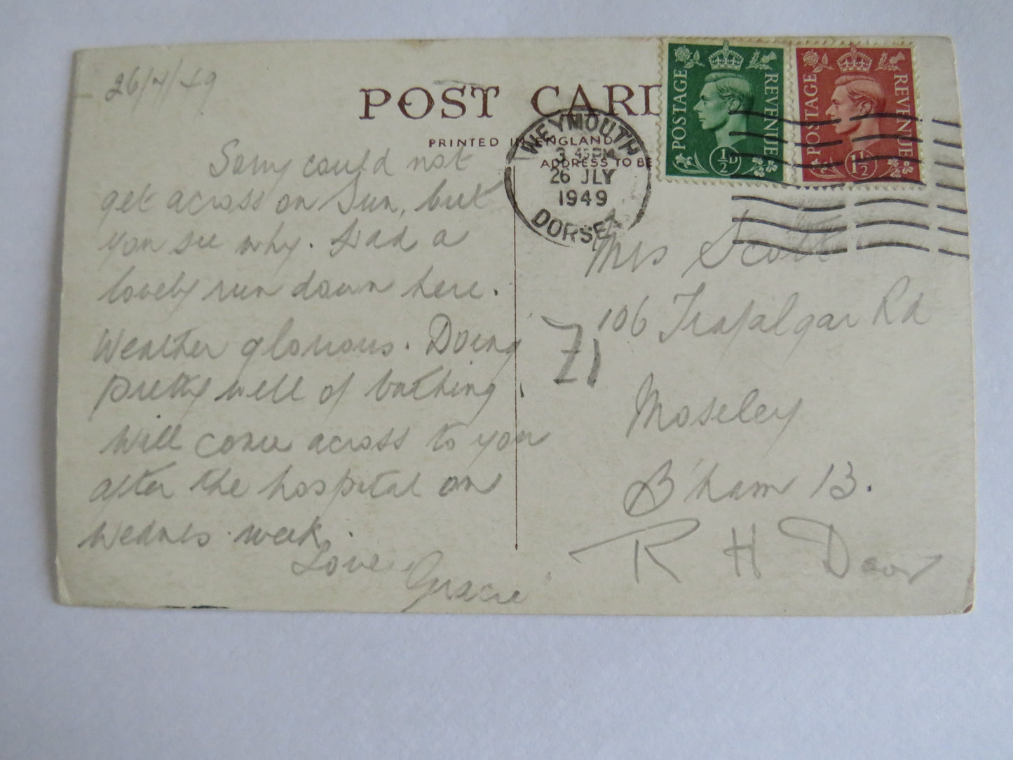 Vintage Postcard of The Lighthouse, Portland Bill 1949